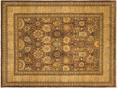 handmade Traditional  Brown Tan Hand Knotted RECTANGLE 100% WOOL area rug 9x12